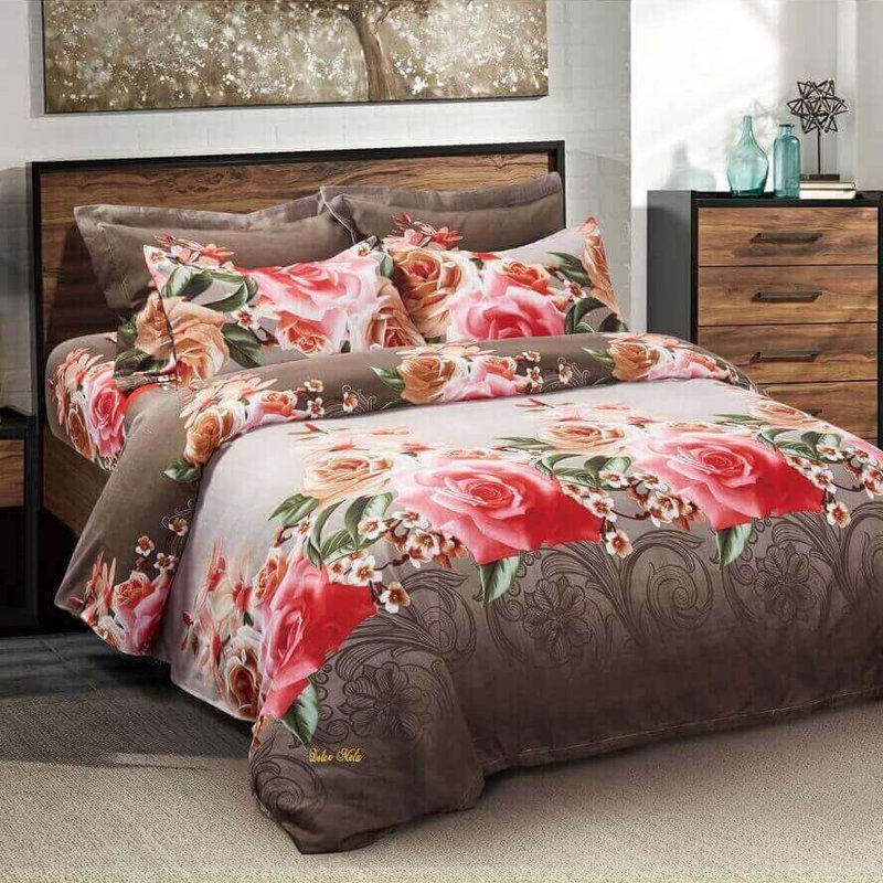  Ensemble de housse de couette réversible Rose Floral Bedding, Housse de couette pour grand lit et 5 pièces supp