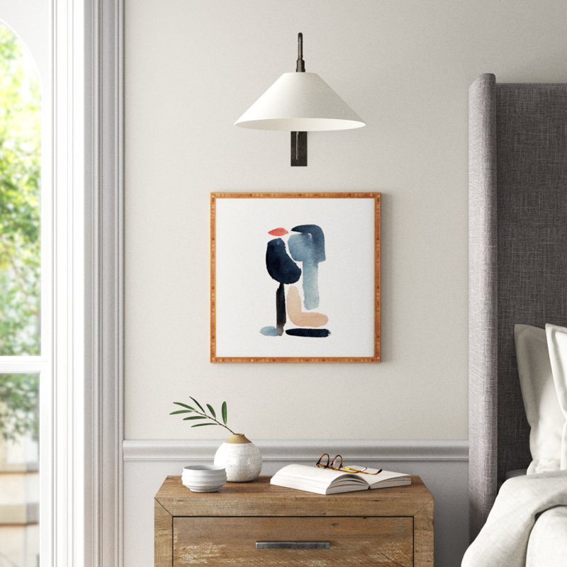 Figurine minimale bleu marine - imprimé, H 20 po x l 20 po x P 2 po, Armature en bambou, Pas de tapis