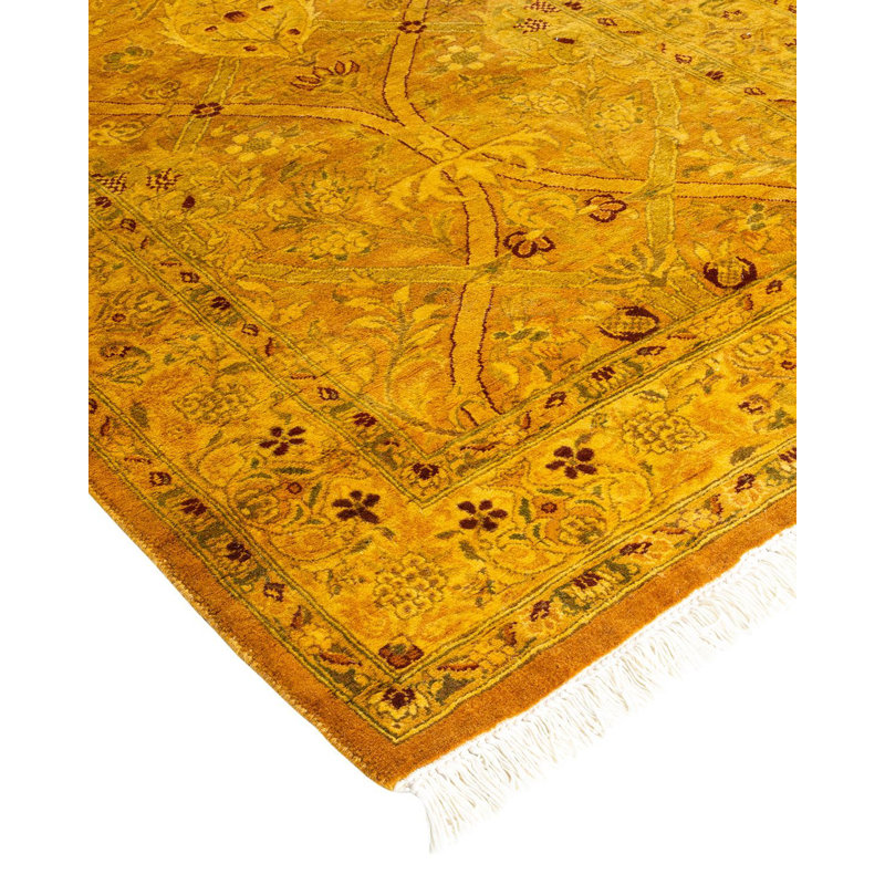 Hand-Knotted Yellow Wool Runner Rug 2' 6" x 9' 5"