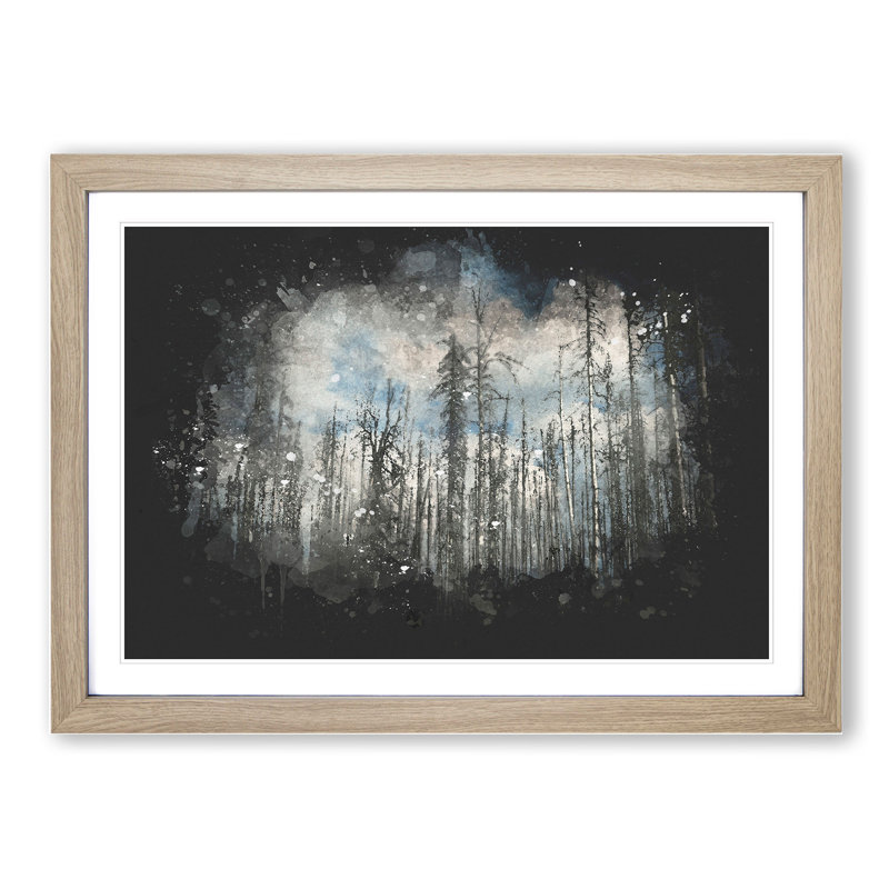 Winter Forest Vol.2 Paint Splash - Picture Frame Graphic Art, Oak, 36cm H x 48cm W x 2cm D