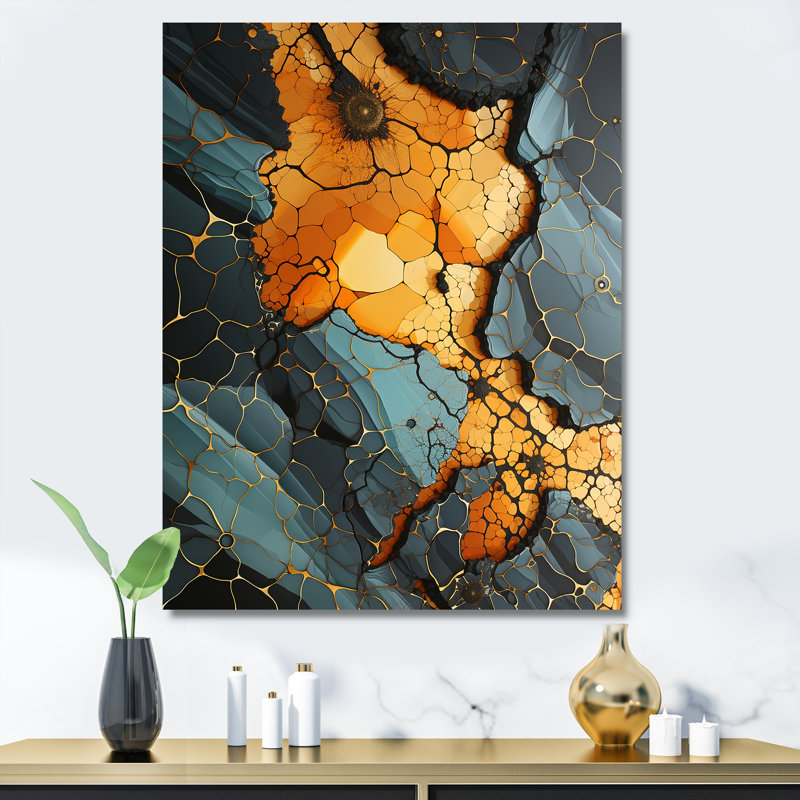 Marbre jaune et élégance III - art mural géométrique, H 32 po x l 16 po x P 1 po, Toile tendue
