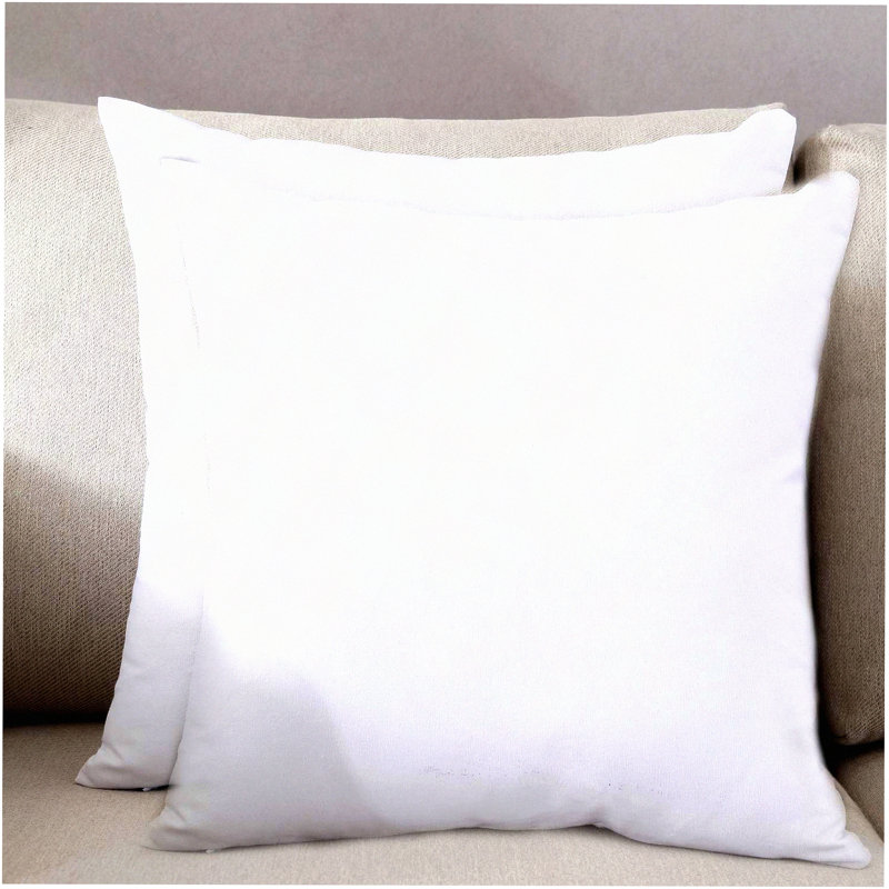 Cotton Canvas Square Pillow Covers - Hidden Zipper Closure - Solid Color Cushion Cases - Home Decor Set of 2 - White