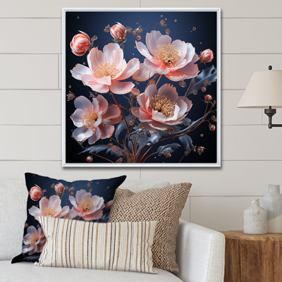 " Blue And Pink Zinnias Backdrop Collage " Print