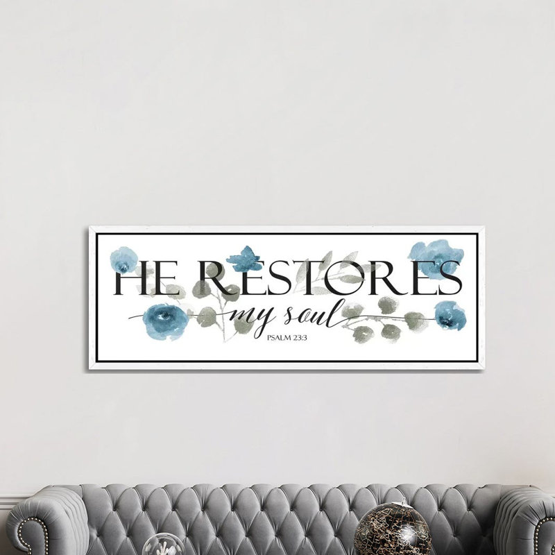 He Restores by Mlli Villa - Panoramic Print on Canvas, White Floater Framed, 50.8cm H x 152.4cm W x 3.81cm D