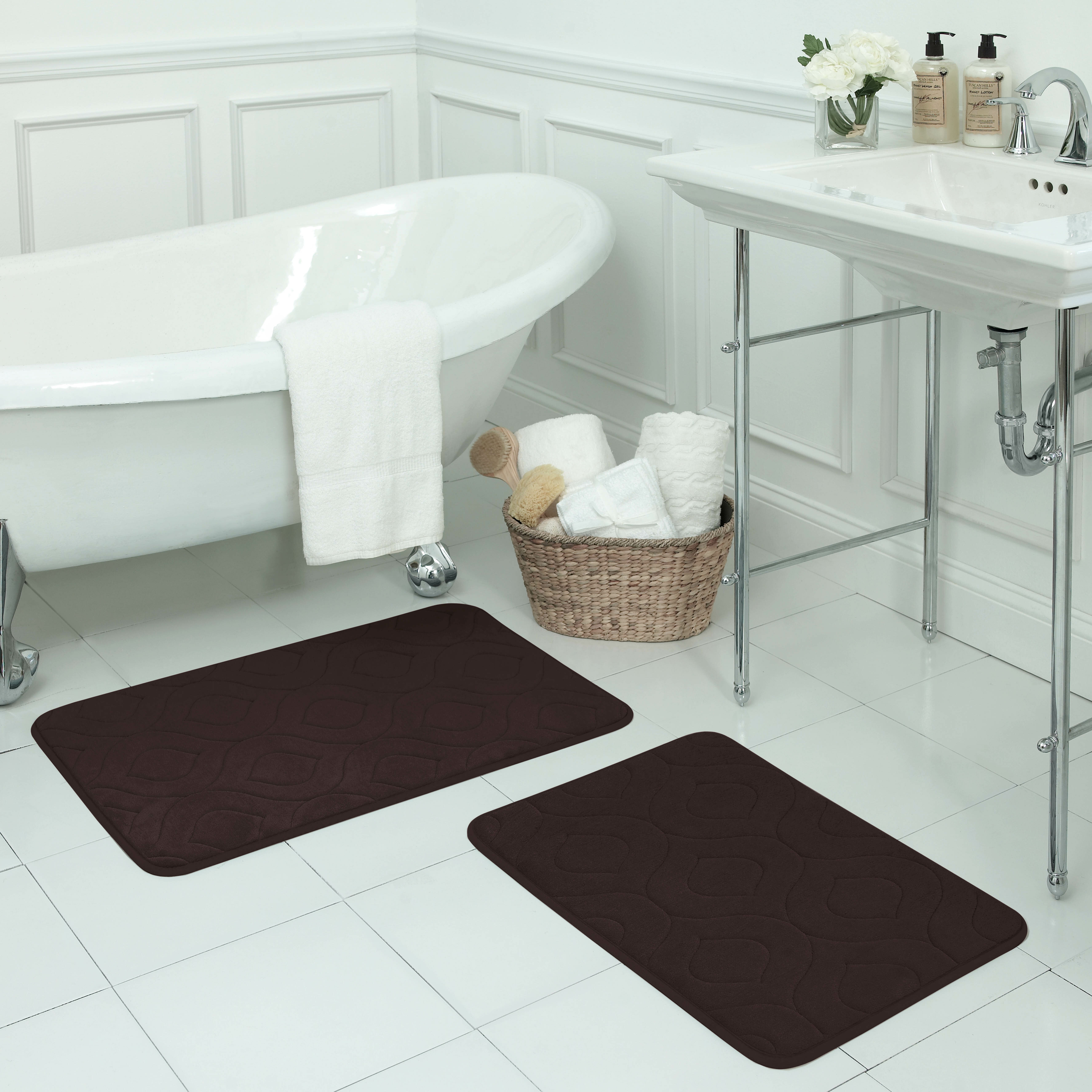 Saveion Bath Rug Set with Non-Slip Backing