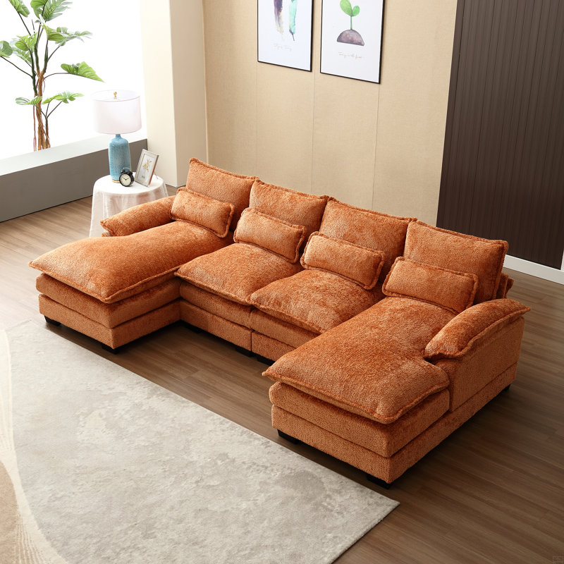 Chenille Fabric U-Shape Sectional Sofa