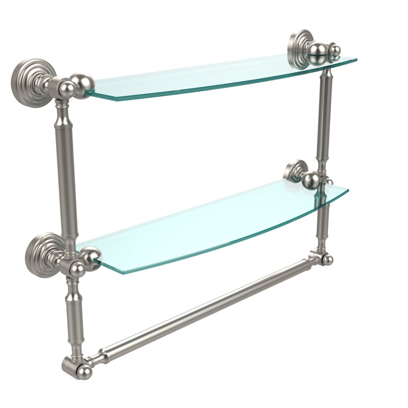Retro Wave 2 Piece Tiered Shelf with Towel Bar, Antique Brass, 18"