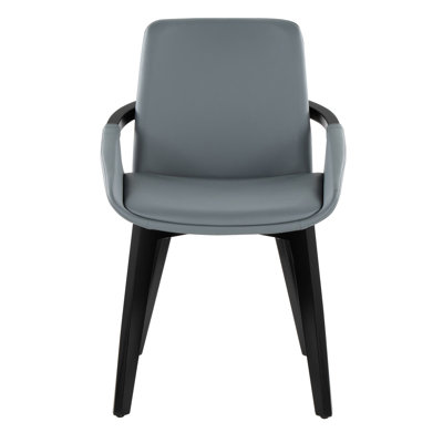 Chaise en similicuir gris et bambou