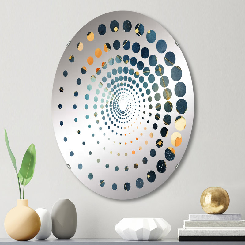 Vibrant Hues Of Scandinavia Artwork I - Spiral Dot Decorative Mirror|Oval, 30" x 20"