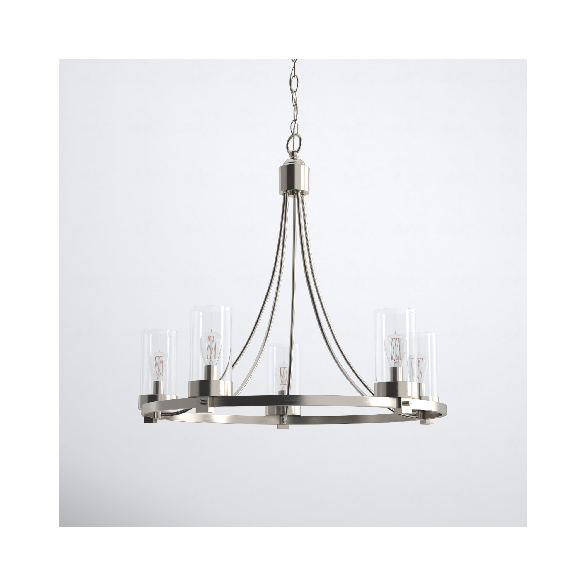 Laurie 5 - Light Metal Dimmable Chandelier, Brushed Nickel