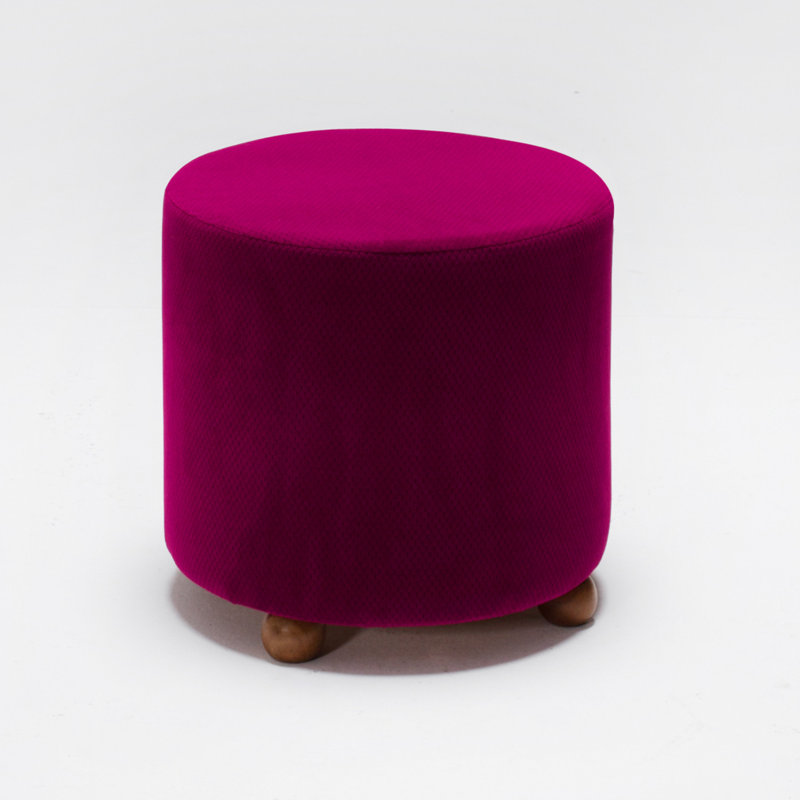 Mitton 15.7" Wide Round Footstool Ottoman, Purple Polyester Blend