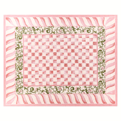 Rosy Check 6' Octagon Rug