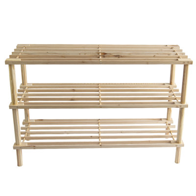 12 Pair Stackable Solid Wood Shoe Rack