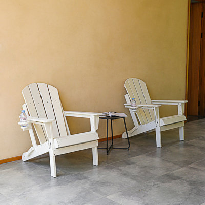 HDPE Folding Adirondack Chair With Dual Cup Holder