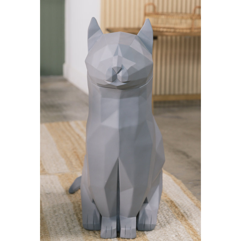 Geometric Cat Sculpture - Lily Grey Cat Decor & Storage