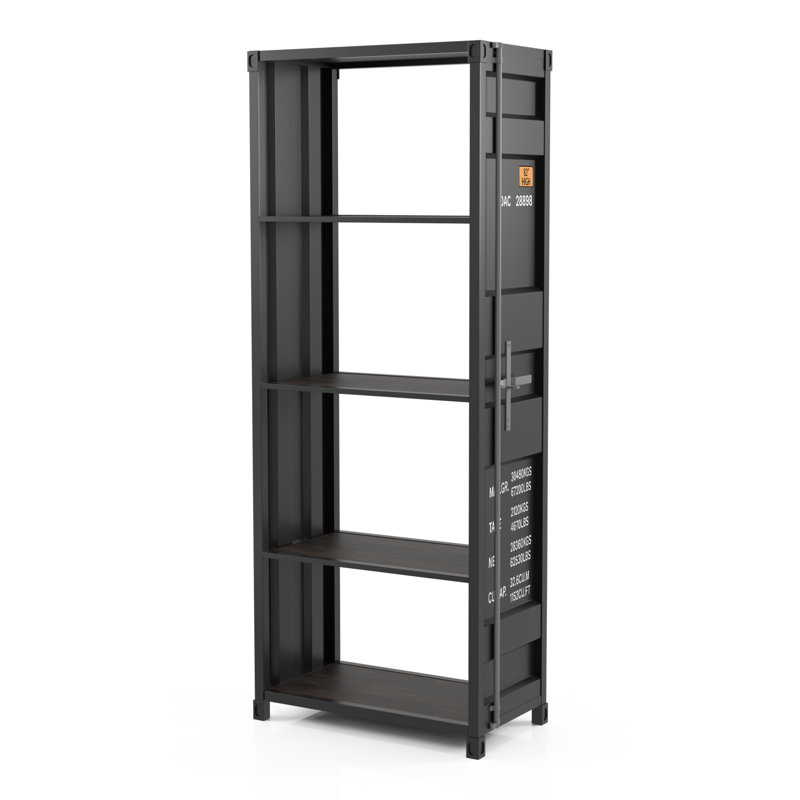 Shant 64.4"H Steel Standard Bookcase, Gun Metal