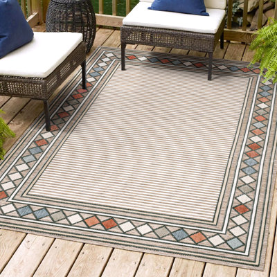 Tapis intérieur / extérieur brun / ivoire Hardit High-Low Modern