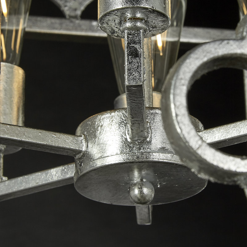 Lustre géométrique à 6 lumières Istanbul, Feuille d'argent