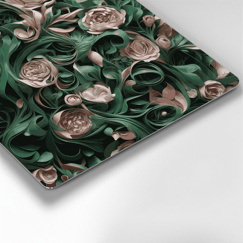 Abstract Florals 83 Green Metal Wall Art, 16" H x 16" W