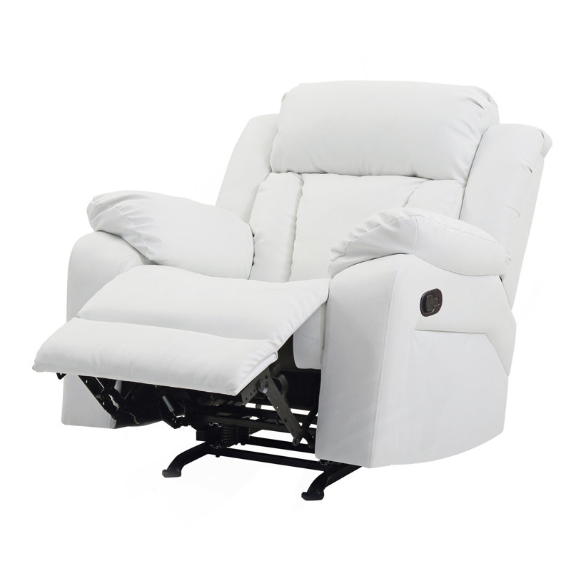 Élégant fauteuil inclinable blanc avec accoudoirs rembourrés, Blanc