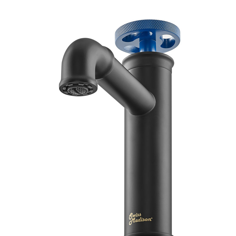 Avallon Single Hole, Single-Handle Wheel, Bathroom Faucet, Blue/Black