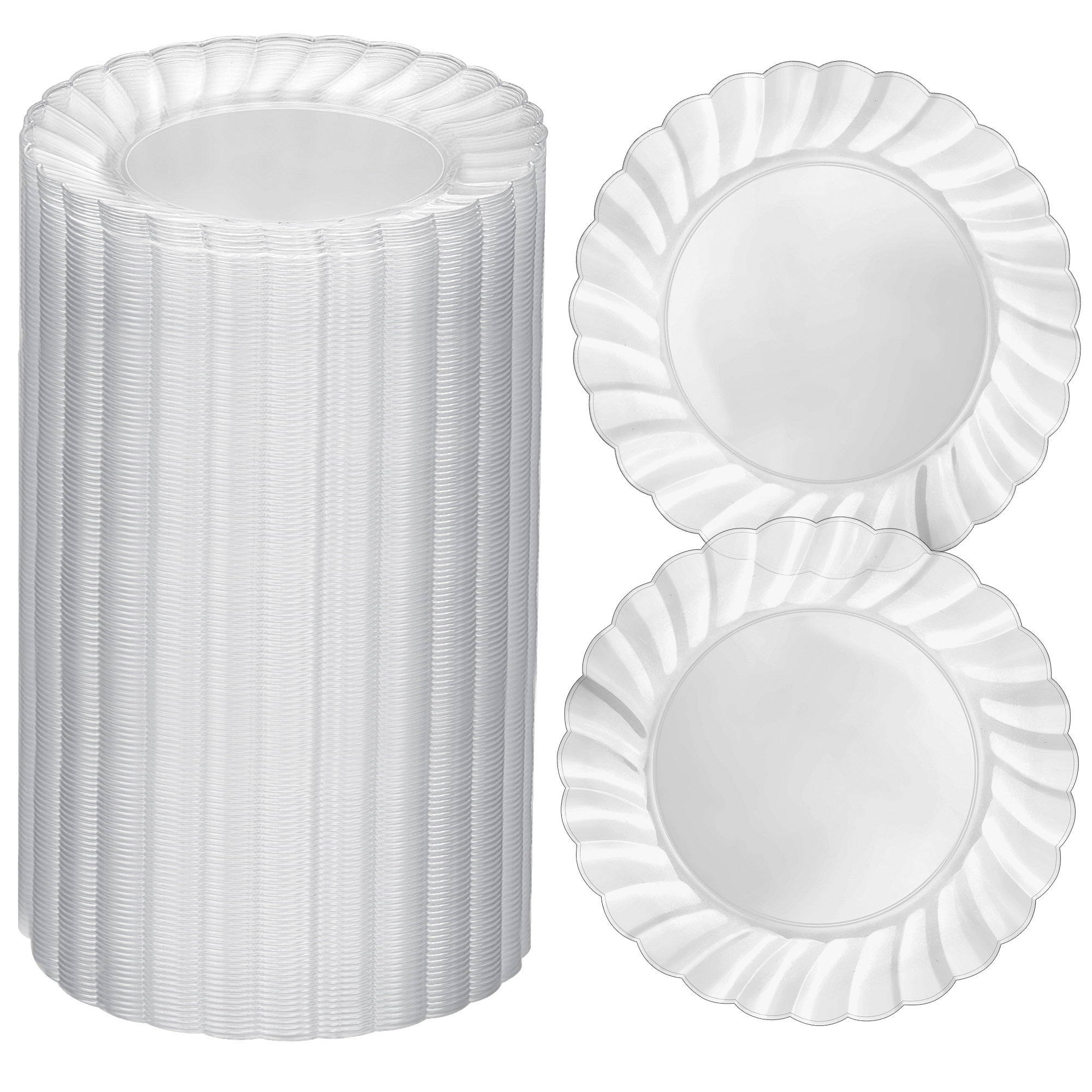 NOCCUR 100PCS White Plastic Plates-6.6inch Disposable Salad/Dessert  Plates-Premium Dessert Plates Disposable-Appetizer Plastic Plates - Plastic  Cake