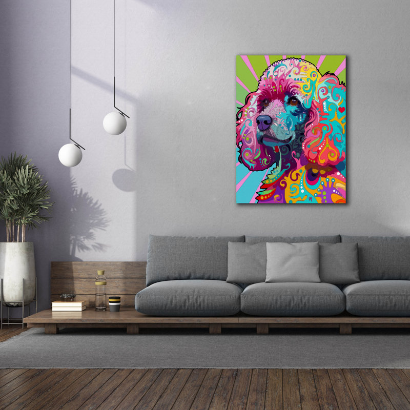 «Poodle Love» par Dean Russo, art mural sur toile, H 54 po x l 40 po x P 1,5 po