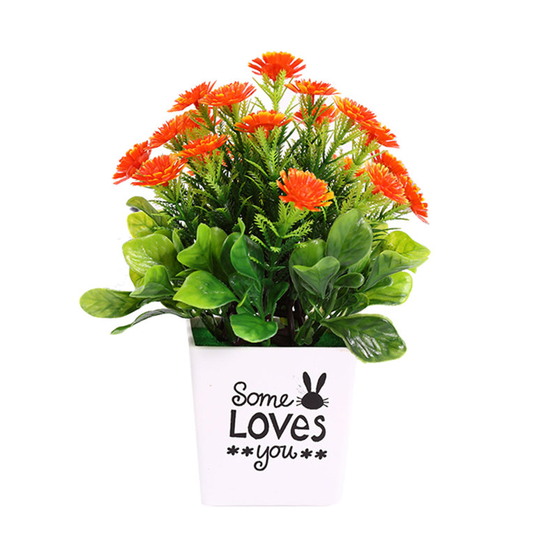 Arrangement floral de chrysanthèmes en pot, Orange
