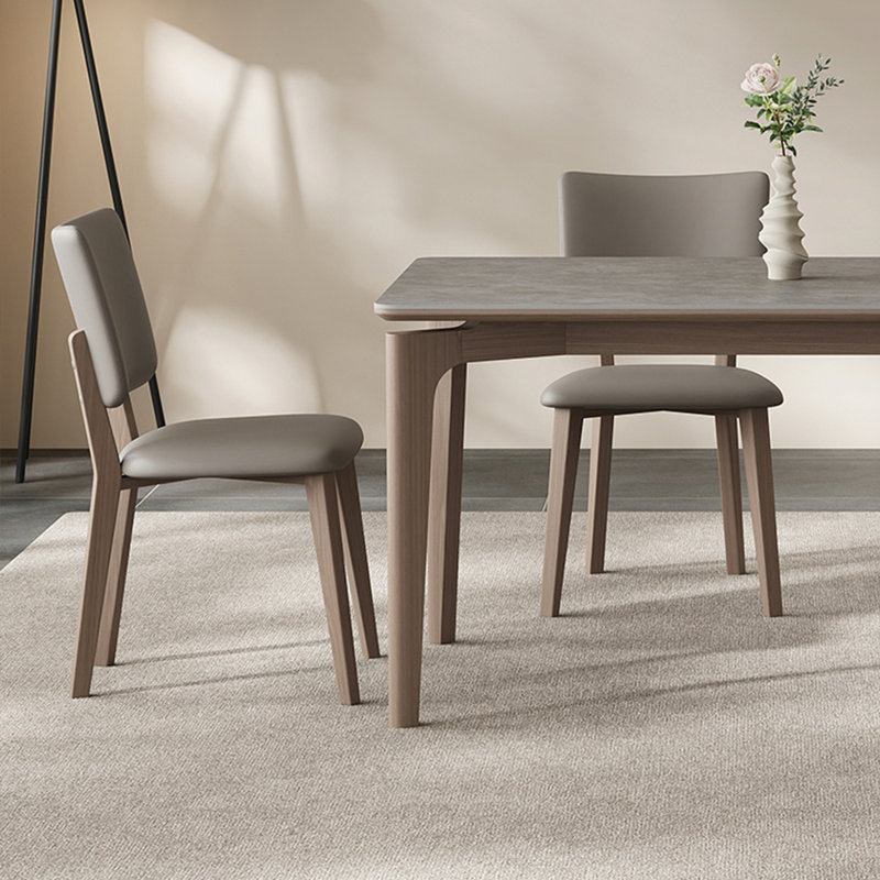 Ensemble de table de salle à manger et de chaises à panneau de pierre fine gris, H 29,52 po x L 55,11 po x l 31,49 po