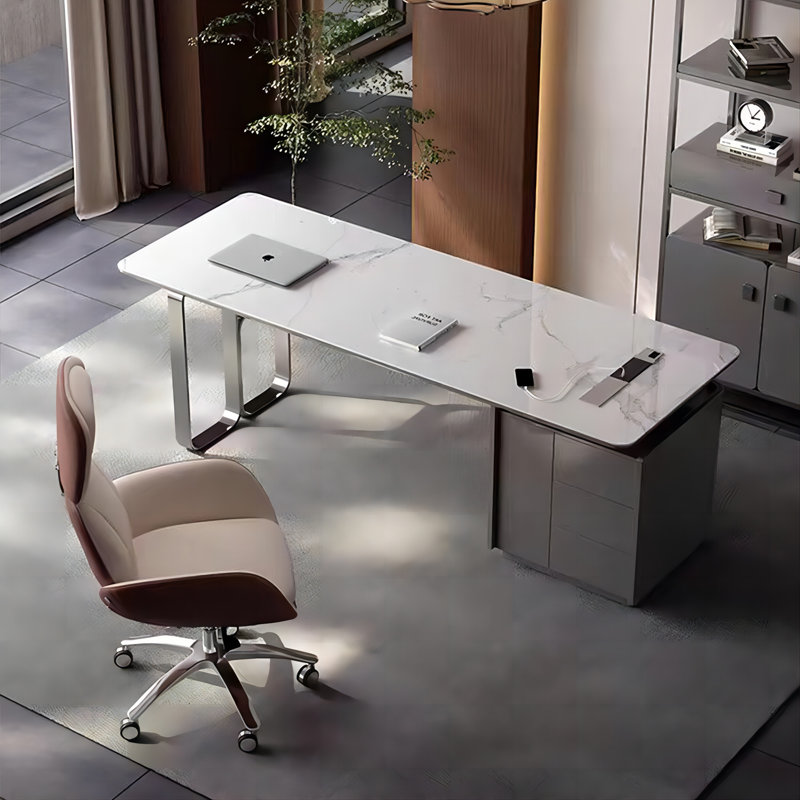 Modern Desk, 29.53" H x 55.12" W x 27.56" C, Dark Gray