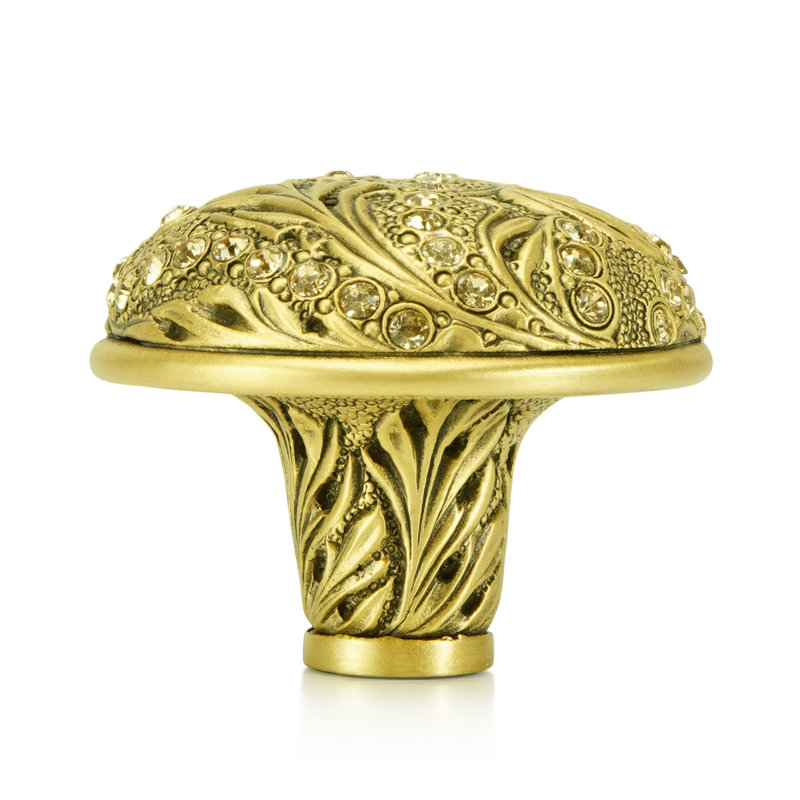 GLENDALE COURT KNOB; LT. COLORADO TOPAZ CRYSTAL MUSEUM GOLD FINISH