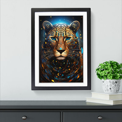 XYZ-FRM-V1223-4168 Leopard Futurism - Single Picture Frame Print on Wood