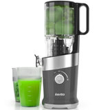 Cold Press Juicer, Aeitto Ground Juicer with 5 inch (approx. 12.4 cm) wide feed trough, slow juicer for whole vegetables and fruits, easy to clean, juice extractor, with high yield, grey