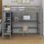 Lit mezzanine avec tablettes multifonctionnelles et bureau sous le lit-114192815