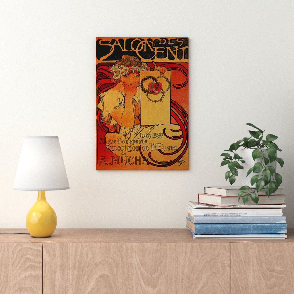 'Painting Lady' by Alphonse Mucha Painting Print on Canvas