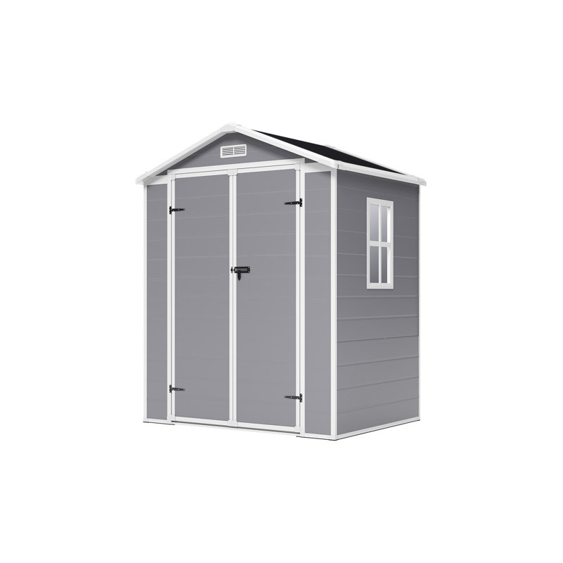 6X4.4FT Apex Roof Garden Plastic Storage Shed with Lockable Door