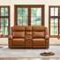 Canapé inclinable électrique en cuir véritable Zachery avec console multifonctionnelle