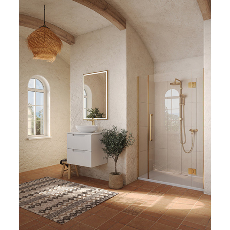 Eden 24" x 36" Rectangular LED Wall Mounted Mirror with Aluminum Frame, Defogger, Adjustable Temperature & Brightness - Brushed Bronze