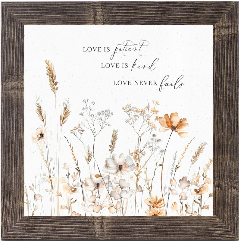 «Love is patient», art floral printanier, Brun