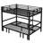 Queen Over Queen Metal Futon Bunk Bed, Black Loft Bed with 3-Section Pull-Out Lower Bunk & Safety Rails, Convertible Sofa Bunk Bed for Teens, Adults, Bedroom-231696655