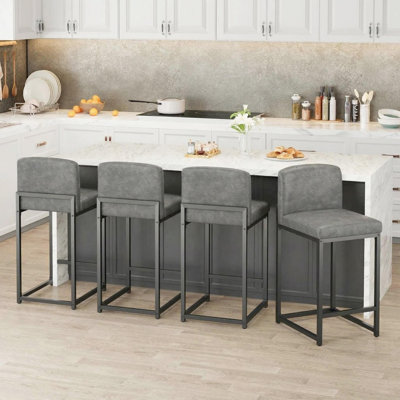 Ensemble de tabourets de bar modernes en cuir synthétique - Chaises à hauteur de comptoir de 24,8 po