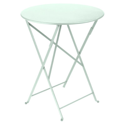Bistro Round Metal Folding Outdoor Bistro Table With Umbrella Hole , in. W in. D