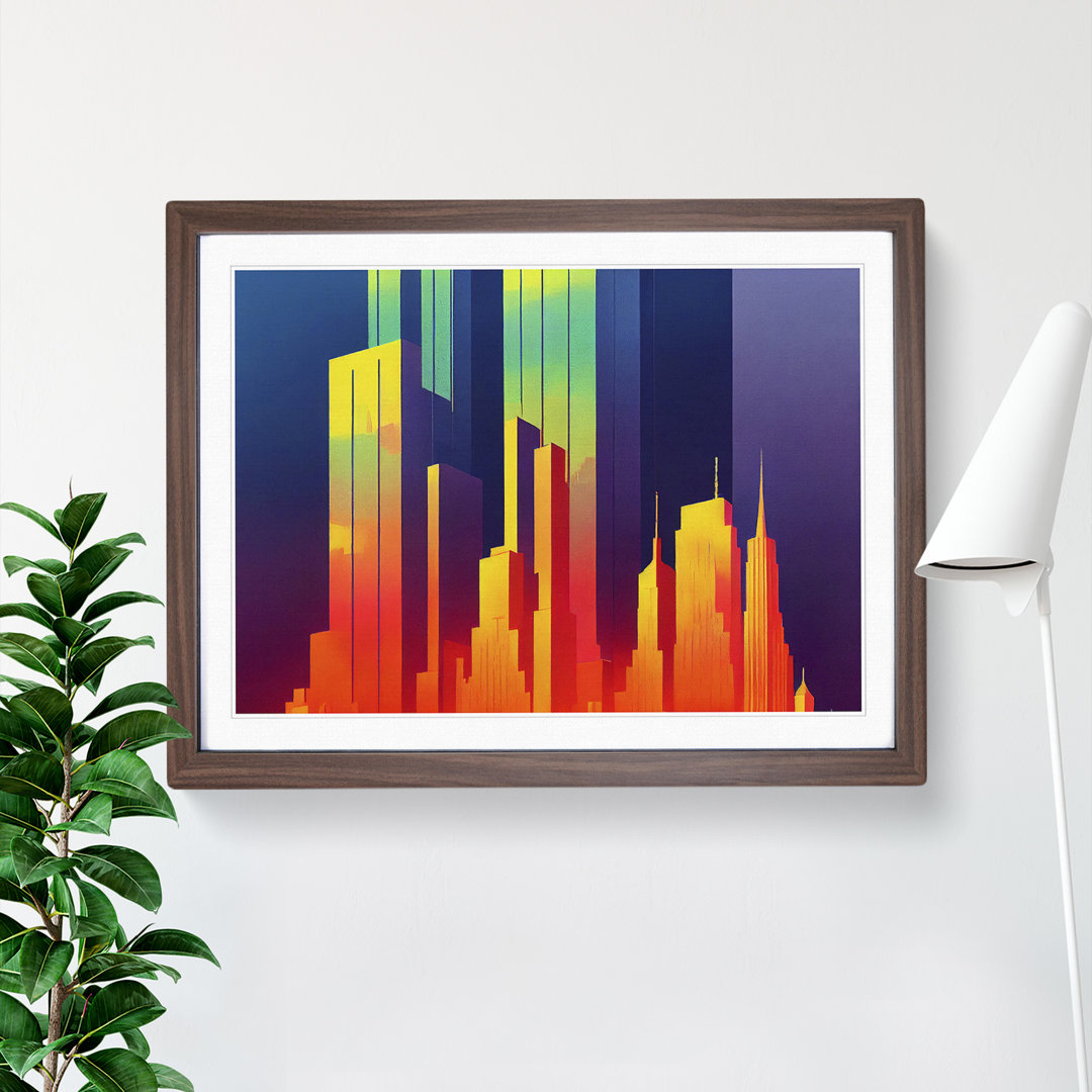 Spellbinding Skyscraper Skyline Abstract - Framed Print