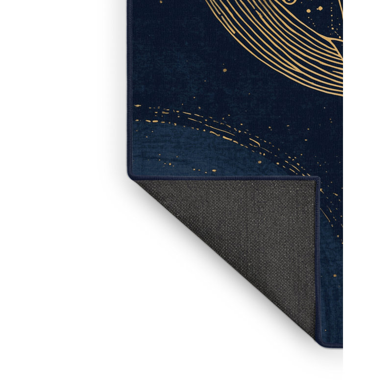 Tapis bleu moelleux et moelleux d'inspiration mondiale Clements, 7x10