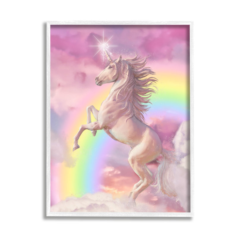 «Dazzling Unicorn Fluffy Pink Clouds Fantasy Rainbow» par Ziwei Li - impression, H 30 po x l 24 po