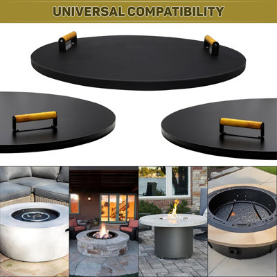 Housse de protection pour foyer d'extérieur ronde de 31 po en acier au carbone avec revêtement résistant à la chaleur - Parfait pour les foyers à l'intérieur jusqu'à 29 po - Accessoires de foyer d'extérieur indispensables pour le camping en plein 