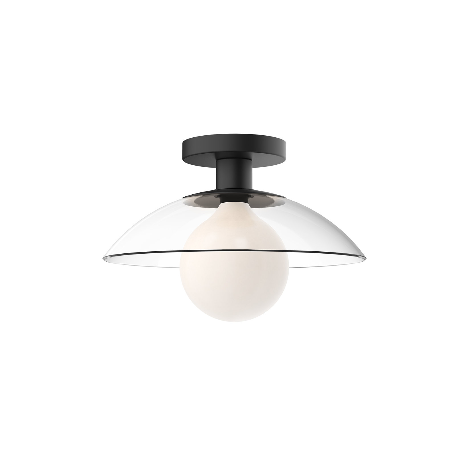 Finola Single Light Glass Semi Flush Mount, Matte Black