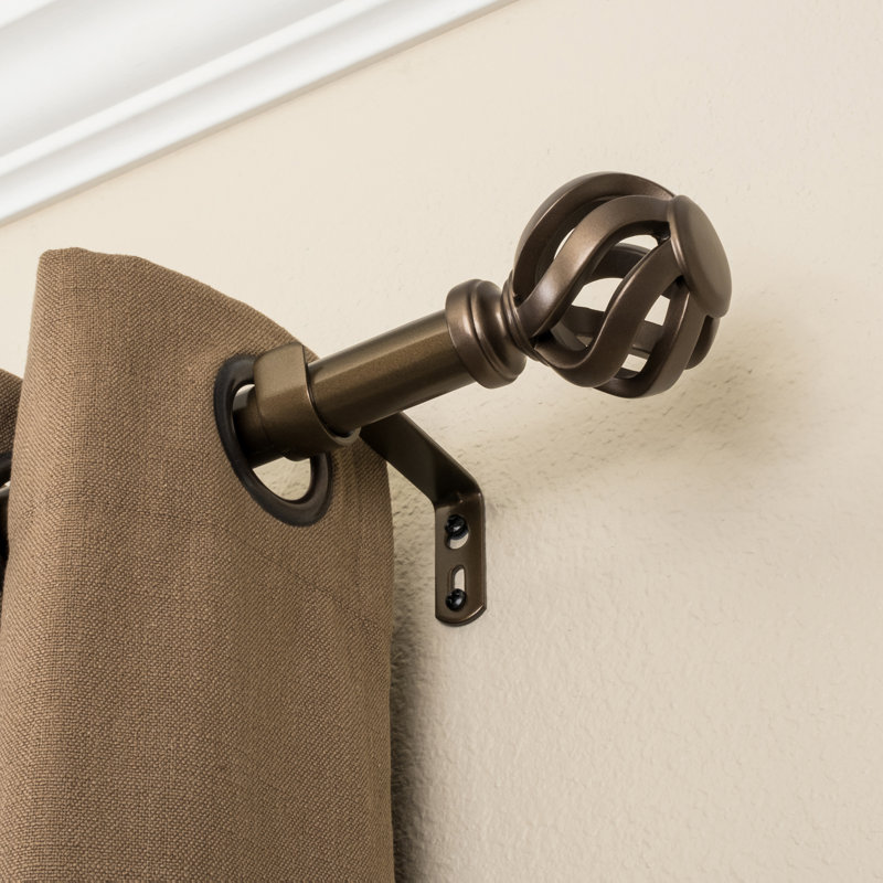 Kadar Metal Adjustable Single Curtain Rod, Dark Bronze, 12"-20" W