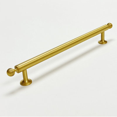 Satin Brass Sweet 7-9/16" Centers Solid Brass Drawer Pull