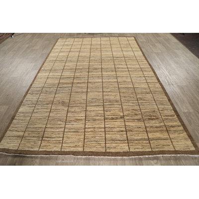 Ivoire Tapis décoratif en laine noué à la main de conception unique 5 pi 8 po x 9 pi